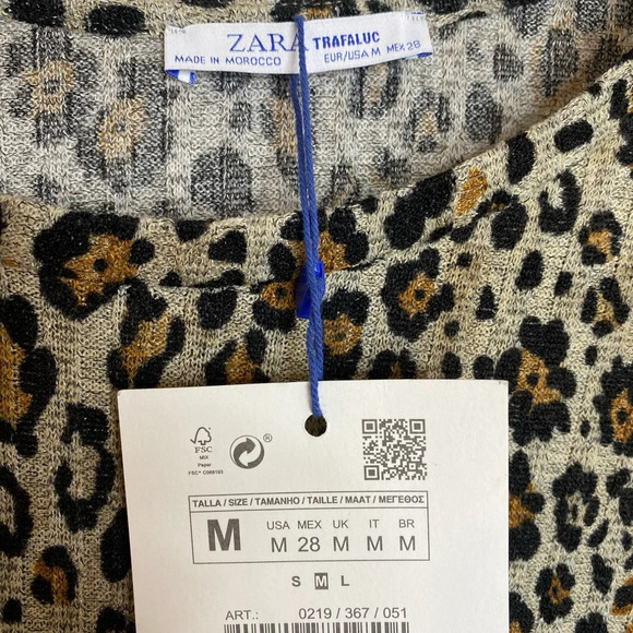 NWT Textured ZARA Leopard Print Smock Tiered Dress Size Medium - Picture 7 of 10